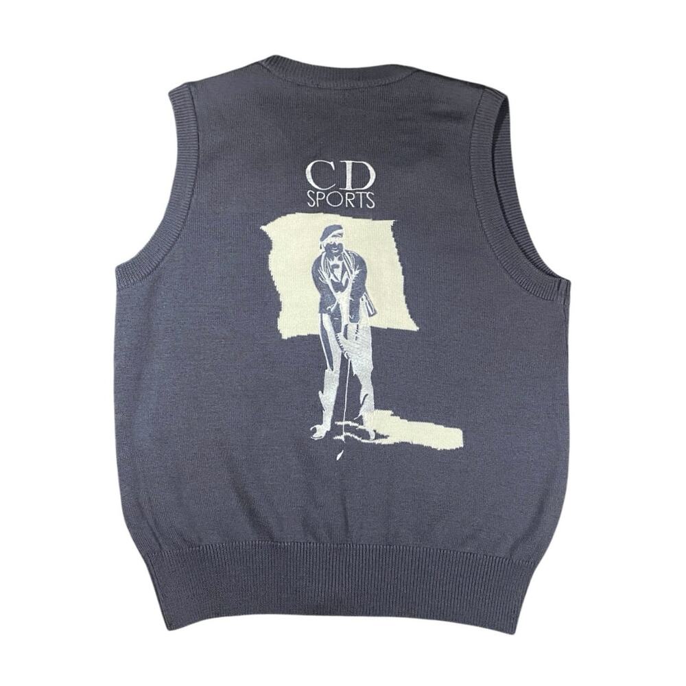 Vintage 80s Christian Dior Sport Button Sweater Vest - M
